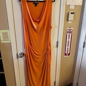 Ashley Stewart Bold Orange Asymmetrical Dress